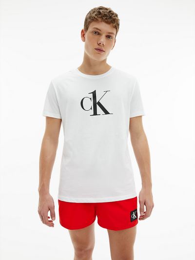 Calvin Klein Fürdőruha HU069605 | Calvin Klein CK One Relaxed Férfi Strand Póló Fehér